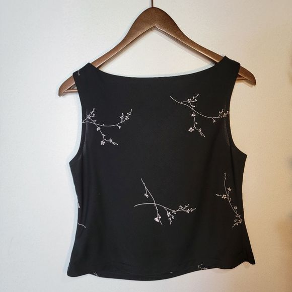 M Collection cowl-neck cropped floral print black top - Picture 6 of 6